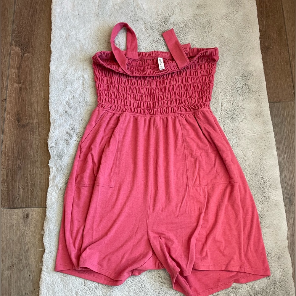 EUC RED SMOCKED ROMPER